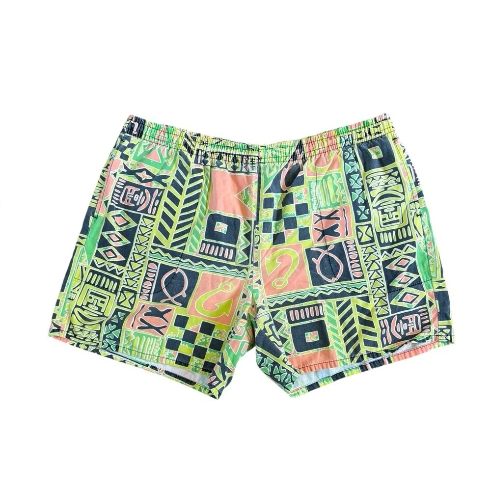 Vintage Green Tropical Swim Trunks